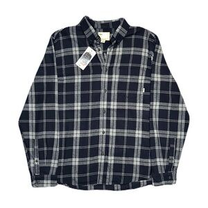 Tilley Flannel Shirt Mens XL Plaid Button Down Long Sleeve Navy Blue NWT